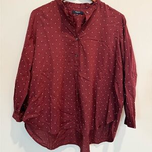 Madewell Maroon Polka Dot Top Large